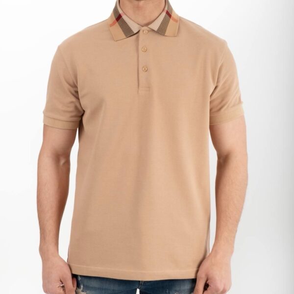 Burberry check collar cotton polo