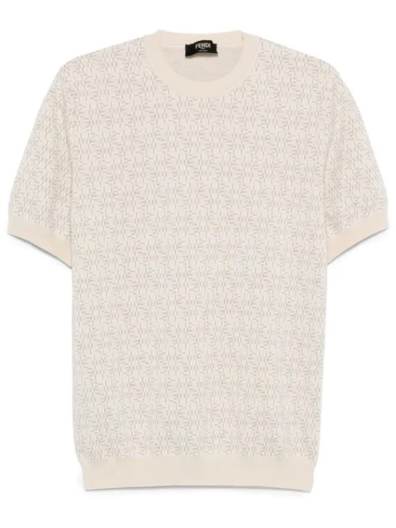 FENDI Jacquard Knitted Jumper White